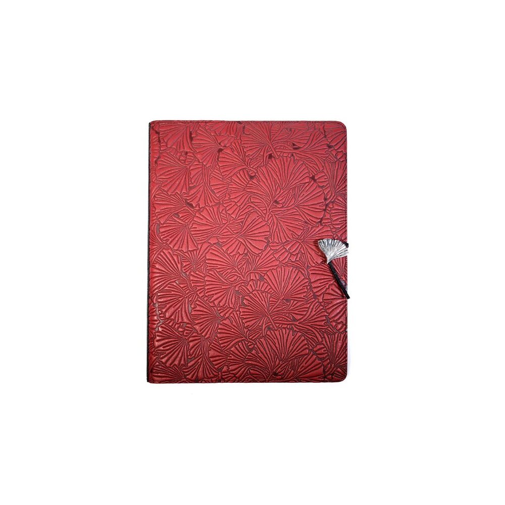 NEW OBERON Design Leather Large Red Journal/Sketchbook GINKGO Leaf